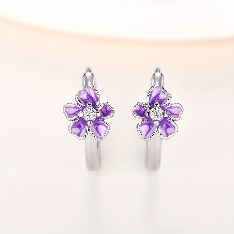 Women's Elegant Morning Glory Floral Hoop Earrings, Delicate Design
